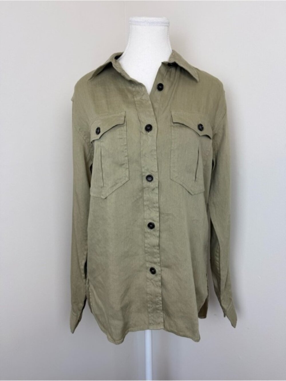 Isabel Marant Etoile Linen Blend Button Down Shirt Green Size 40 (Large)